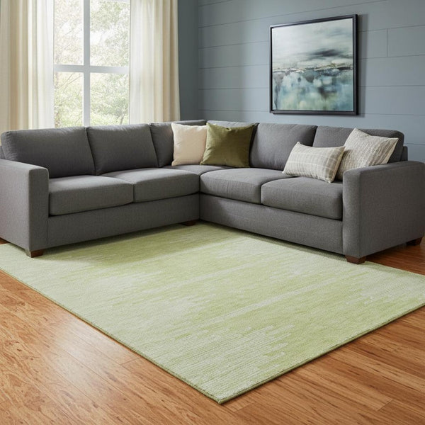 HomeRoots 8' X 10' Artichoke Green Abstract Area Rug - Washable, UV-Protected, Durable for High-Traffic Spaces 653663