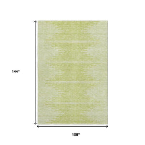 HomeRoots 9' X 12' Artichoke Green Abstract Washable Area Rug with UV Protection for Busy Homes & Pets 653664