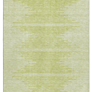 HomeRoots 9' X 12' Artichoke Green Abstract Washable Area Rug with UV Protection for Busy Homes & Pets 653664