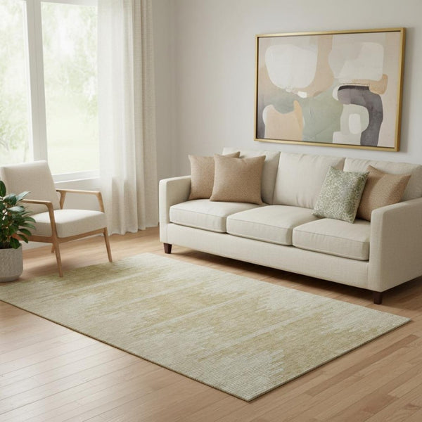 HomeRoots 5' X 8' Beige and Ivory Abstract Area Rug - Washable, UV-Resistant, Durable and Stylish for Any Room 653667