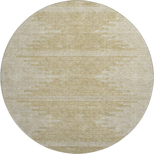 HomeRoots 8' Beige and Ivory Abstract Round Rug - Washable, UV Protected, Stain Resistant for Modern Spaces 653668