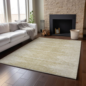 HomeRoots 8' X 10' Beige and Ivory Abstract Washable Area Rug with UV Protection for Stylish, Low-Maintenance Living 653669