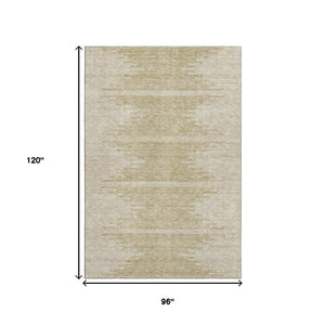 HomeRoots 8' X 10' Beige and Ivory Abstract Washable Area Rug with UV Protection for Stylish, Low-Maintenance Living 653669