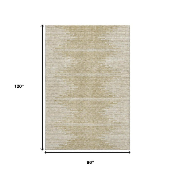 HomeRoots 8' X 10' Beige and Ivory Abstract Washable Area Rug with UV Protection for Stylish, Low-Maintenance Living 653669