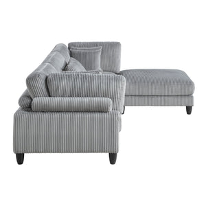 English Elm Living 4-Piece Modular Sectional Sofa Set in Corduroy Upholstery with Plush Cushions and Solid Wood Legs Gray 40 L x 40 W x 17.5 H B011S01559