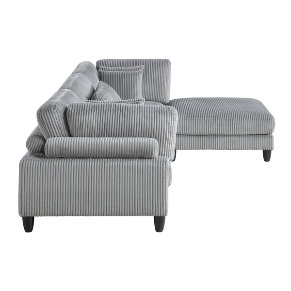 English Elm Living 4-Piece Modular Sectional Sofa Set in Corduroy Upholstery with Plush Cushions and Solid Wood Legs Gray 40 L x 40 W x 17.5 H B011S01559