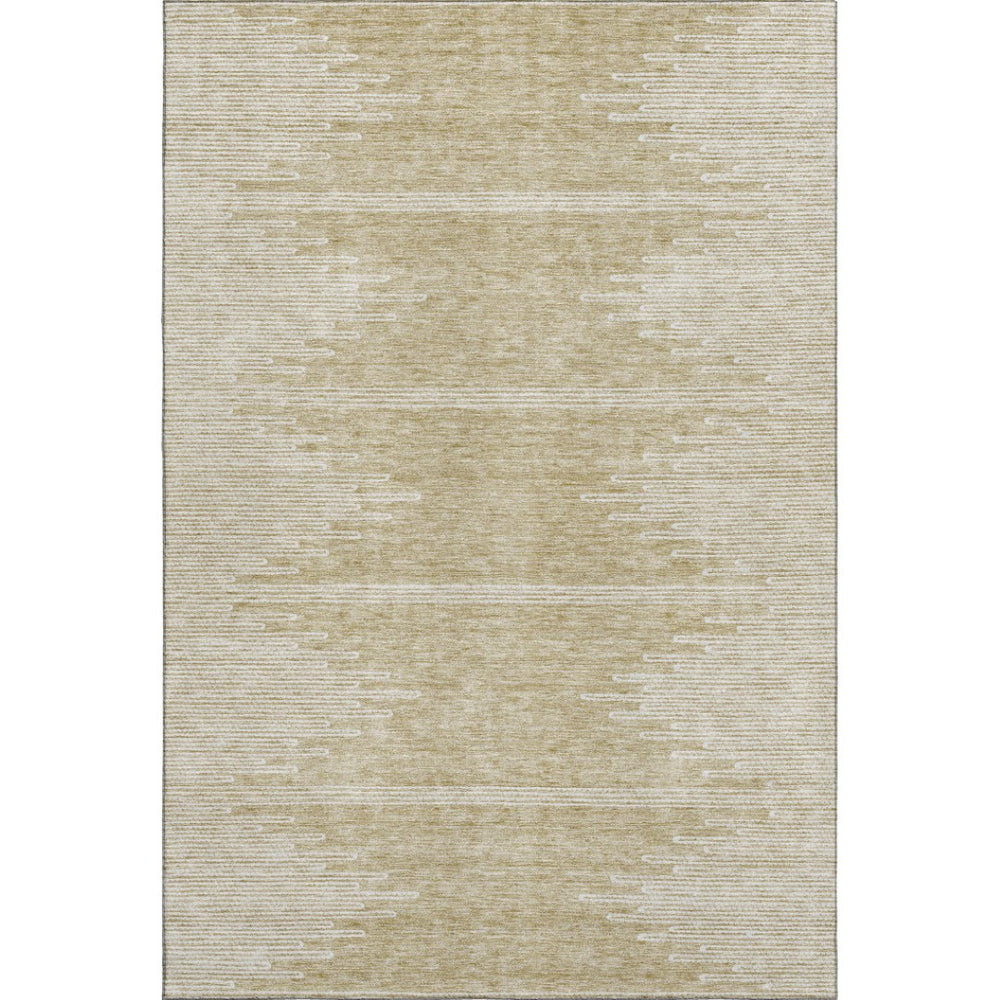 HomeRoots 10' X 14' Beige and Ivory Abstract Area Rug - Washable, UV-Protected, Stain-Resistant for Modern Homes 653671