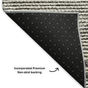HomeRoots 10' X 14' Charcoal & Ivory Abstract Washable Area Rug – UV Protected, Stylish & Kid-Friendly Design 653677