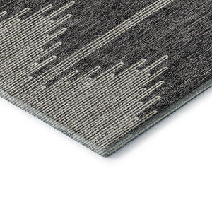 HomeRoots 10' X 14' Charcoal & Ivory Abstract Washable Area Rug – UV Protected, Stylish & Kid-Friendly Design 653677
