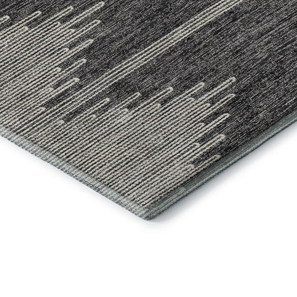 HomeRoots 10' X 14' Charcoal & Ivory Abstract Washable Area Rug – UV Protected, Stylish & Kid-Friendly Design 653677