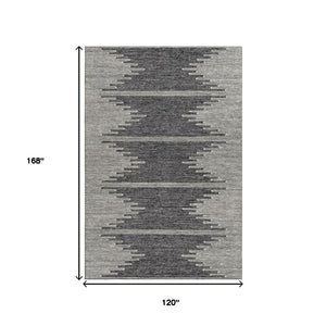 HomeRoots 10' X 14' Charcoal & Ivory Abstract Washable Area Rug – UV Protected, Stylish & Kid-Friendly Design 653677