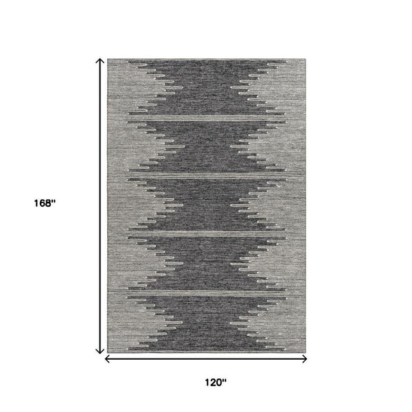 HomeRoots 10' X 14' Charcoal & Ivory Abstract Washable Area Rug – UV Protected, Stylish & Kid-Friendly Design 653677