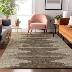 HomeRoots 5' Coffee and Ivory Abstract Washable Area Rug - UV Protected, Durable, Modern Design for Homes 653679