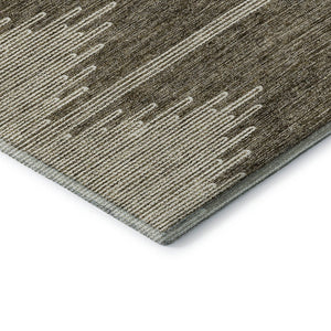HomeRoots 5' Coffee and Ivory Abstract Washable Area Rug - UV Protected, Durable, Modern Design for Homes 653679