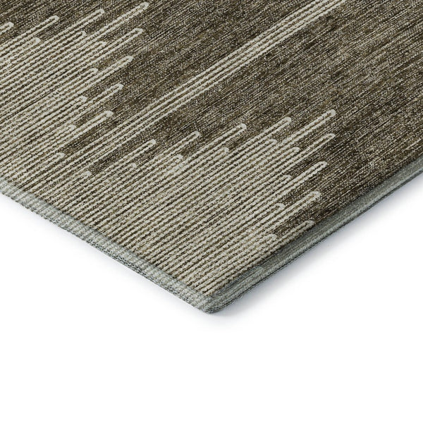 HomeRoots 5' Coffee and Ivory Abstract Washable Area Rug - UV Protected, Durable, Modern Design for Homes 653679