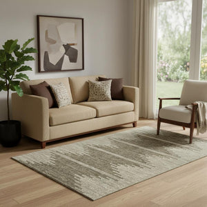 HomeRoots 5' Coffee and Ivory Abstract Washable Area Rug - UV Protected, Durable, Modern Design for Homes 653679