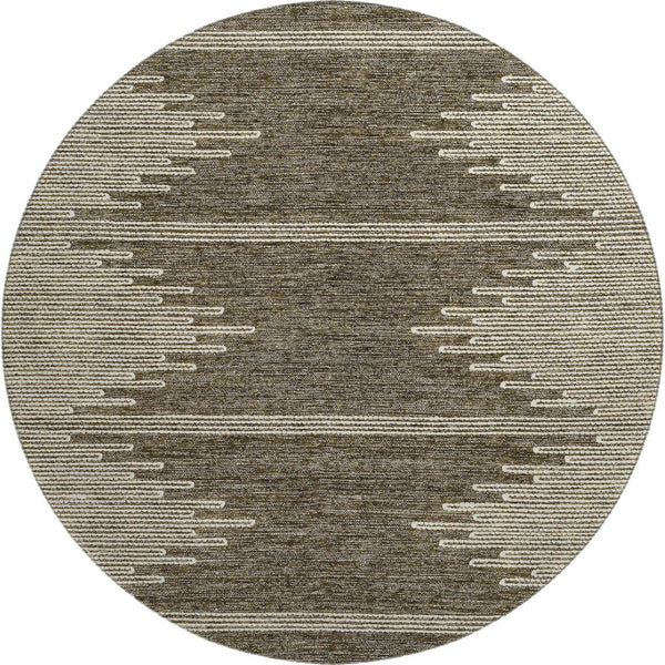 HomeRoots 8' Coffee and Ivory Abstract Round Rug - Washable, UV Protected, Stylish, Durable for Homes & Patios 653680