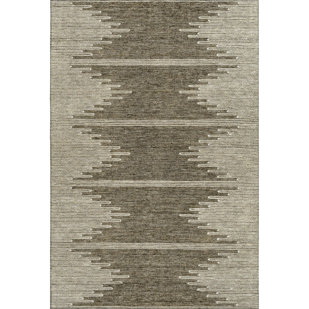 HomeRoots 8' X 10' Stylish Coffee & Ivory Abstract Washable Area Rug with UV Protection for Modern Homes 653681