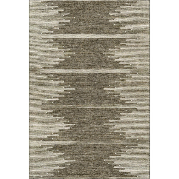 HomeRoots 9' X 12' Coffee and Ivory Abstract Area Rug - Washable, UV Protected, Stylish, and Durable Design! 653682