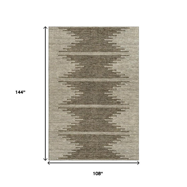 HomeRoots 9' X 12' Coffee and Ivory Abstract Area Rug - Washable, UV Protected, Stylish, and Durable Design! 653682