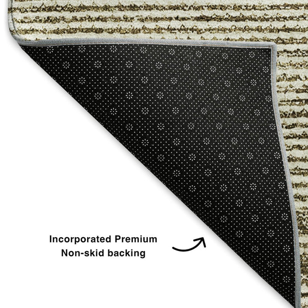 HomeRoots 10' Coffee and Ivory Abstract Area Rug - Washable, UV Protected, Stain Resistant for Modern Spaces 653683