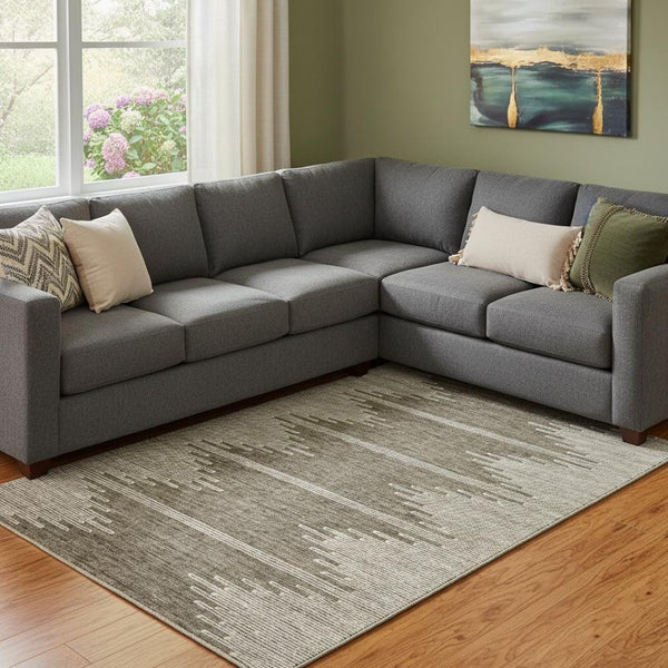HomeRoots 10' Coffee and Ivory Abstract Area Rug - Washable, UV Protected, Stain Resistant for Modern Spaces 653683