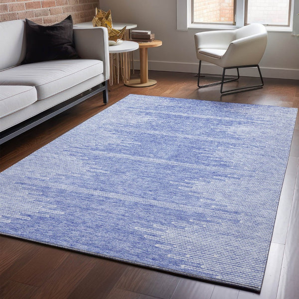 HomeRoots 5' X 8' Denim Blue & Ivory Abstract Area Rug - Washable, UV-Protected, Durable, Stylish Design 653685