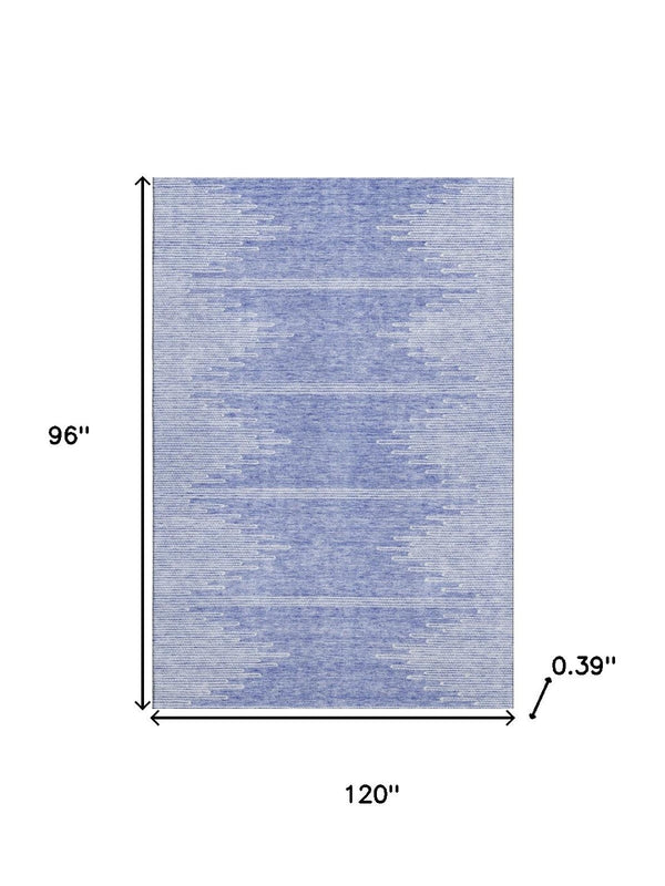 HomeRoots 8' X 10' Denim Blue & Ivory Abstract Area Rug - Stylish, Washable, UV Protected for Busy Homes! 653687