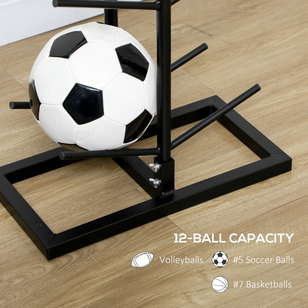 English Elm Soozier Vertical Steel Ball Tower Organizer Holds 12 for Gym Garage or Classroom W2225P217771