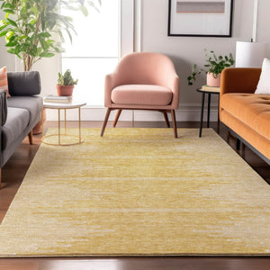 HomeRoots 5' X 8' Gold and Ivory Abstract Area Rug with UV Protection - Washable, Durable, and Stylish Decor 653691