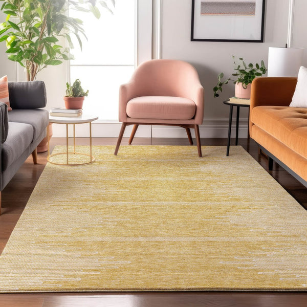 HomeRoots 5' X 8' Gold and Ivory Abstract Area Rug with UV Protection - Washable, Durable, and Stylish Decor 653691