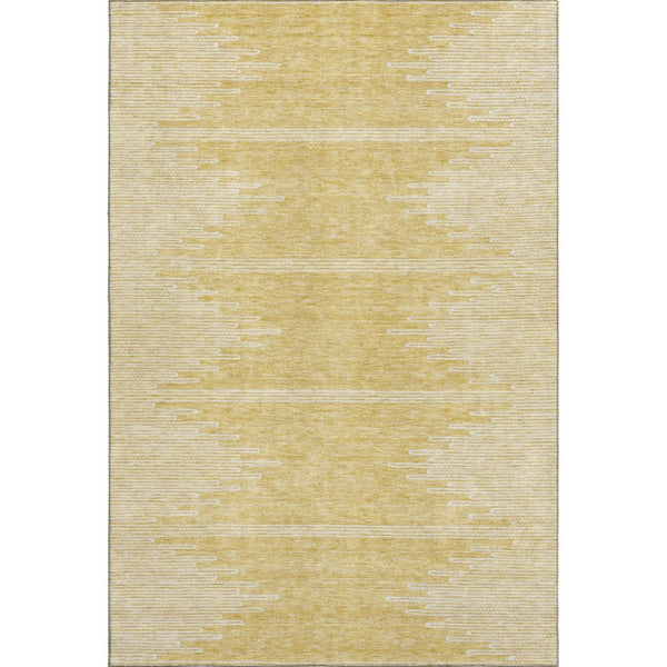 HomeRoots 5' X 8' Gold and Ivory Abstract Area Rug with UV Protection - Washable, Durable, and Stylish Decor 653691