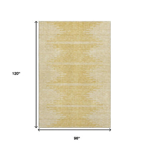 HomeRoots 8' X 10' Gold And Ivory Abstract Area Rug - Stylish, Washable, UV Protected for High-Traffic Spaces 653693