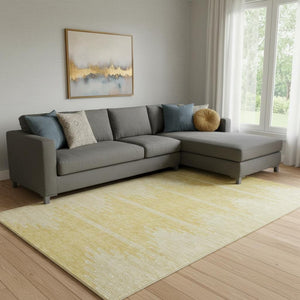 HomeRoots 8' X 10' Gold And Ivory Abstract Area Rug - Stylish, Washable, UV Protected for High-Traffic Spaces 653693