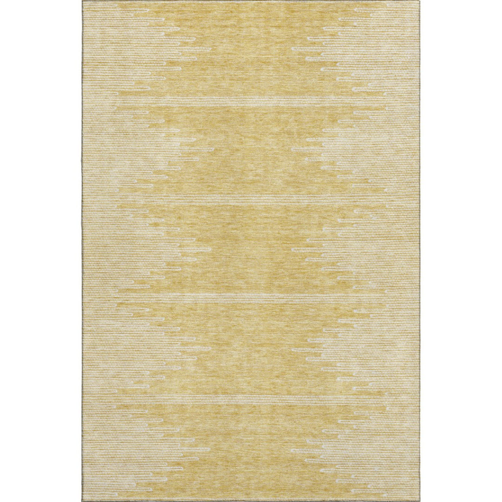 HomeRoots 9' X 12' Gold and Ivory Abstract Area Rug - Washable, UV Resistant, Perfect for Families & Pets! 653694