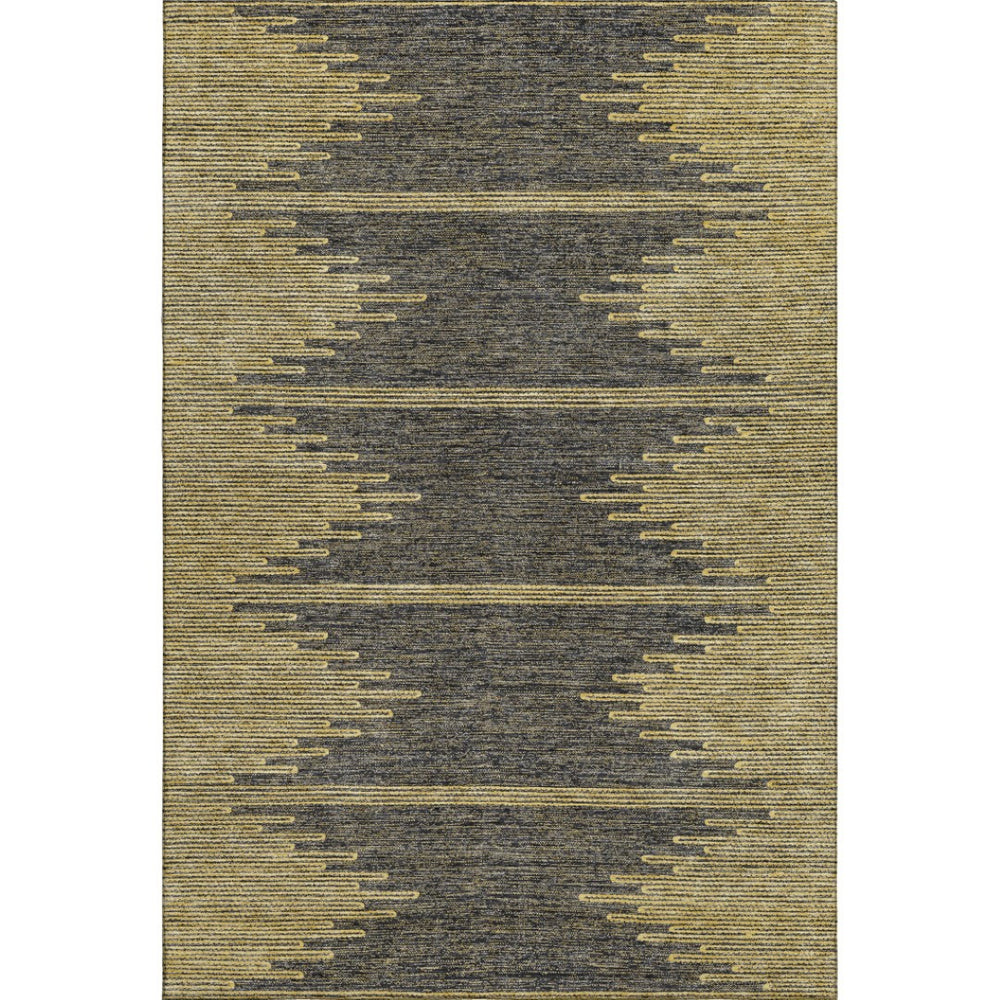 HomeRoots 5' X 8' Stylish Graphite and Gold Abstract Area Rug – Washable, UV-Protected & Pet-Friendly Design 653697