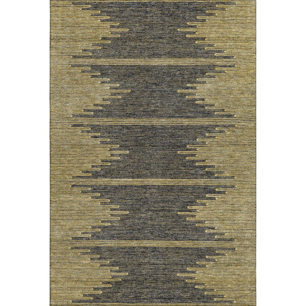 HomeRoots 5' X 8' Stylish Graphite and Gold Abstract Area Rug – Washable, UV-Protected & Pet-Friendly Design 653697