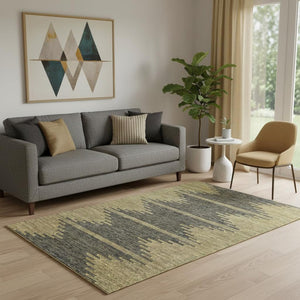 HomeRoots 5' X 8' Stylish Graphite and Gold Abstract Area Rug – Washable, UV-Protected & Pet-Friendly Design 653697