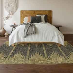 HomeRoots 5' X 8' Stylish Graphite and Gold Abstract Area Rug – Washable, UV-Protected & Pet-Friendly Design 653697