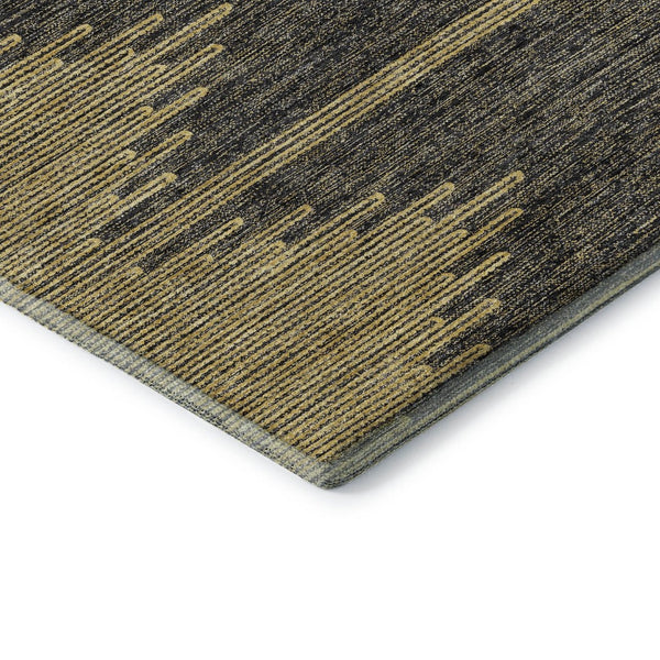 HomeRoots 8' X 10' Graphite and Gold Abstract Washable Area Rug with UV Protection for Modern Homes and Pets 653699