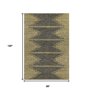 HomeRoots 8' X 10' Graphite and Gold Abstract Washable Area Rug with UV Protection for Modern Homes and Pets 653699
