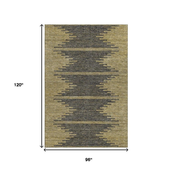 HomeRoots 8' X 10' Graphite and Gold Abstract Washable Area Rug with UV Protection for Modern Homes and Pets 653699