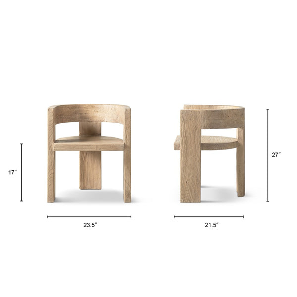 English Elm Soren Reclaimed Elm Sculptural Dining Chair with Wraparound Back Wabi-sabi Craft Natural B2719P474460