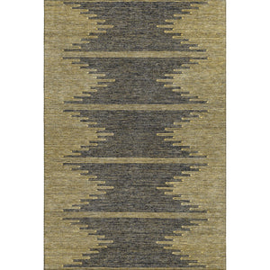 HomeRoots 9' X 12' Graphite & Gold Abstract Washable Area Rug - Durable, UV-Protected, Family-Friendly Design! 653700