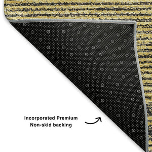 HomeRoots 9' X 12' Graphite & Gold Abstract Washable Area Rug - Durable, UV-Protected, Family-Friendly Design! 653700