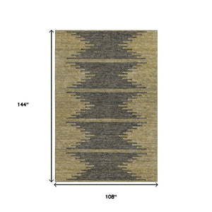 HomeRoots 9' X 12' Graphite & Gold Abstract Washable Area Rug - Durable, UV-Protected, Family-Friendly Design! 653700