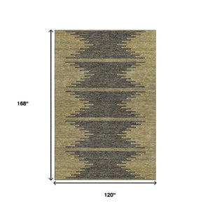 HomeRoots 10' X 14' Stylish Graphite and Gold Abstract Washable Area Rug with UV Protection for Busy Homes 653701