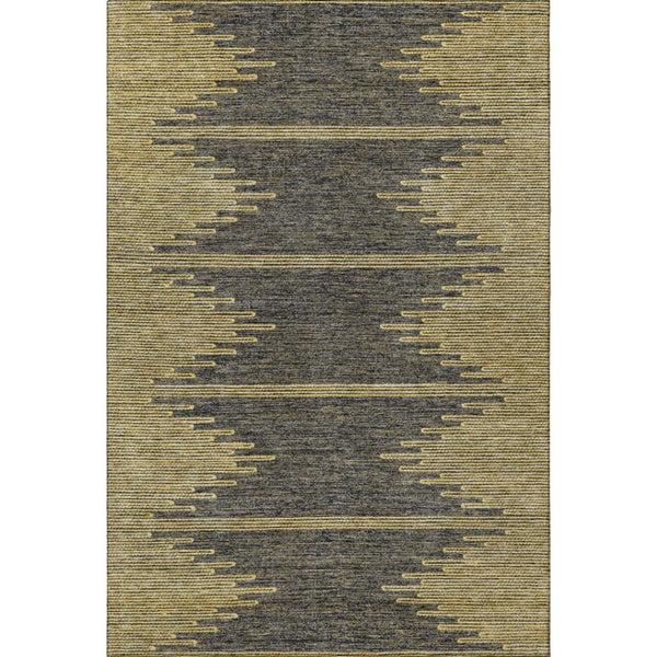 HomeRoots 10' X 14' Stylish Graphite and Gold Abstract Washable Area Rug with UV Protection for Busy Homes 653701