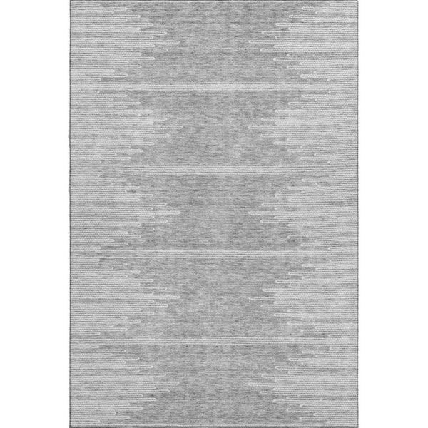 HomeRoots 5' X 8' Gray And Ivory Modern Abstract Area Rug - Washable, UV-Protected, Stain-Resistant Design 653703