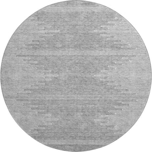 HomeRoots 8' Gray And Ivory Abstract Round Rug - Washable, UV-Protected, Soft Polyester for High-Traffic Areas 653704
